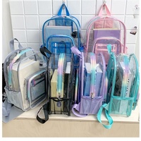 Sac à dos transparent en PVC imperméable, grande capacité, simple, unisexe, pour étudiants, avec logo personnalisé, vente en gros