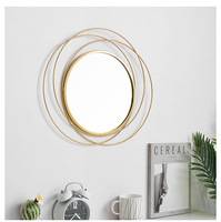 Meilleures ventes - Miroir mural LED moderne en forme ronde avec cadre en métal doré - Décoration de salon - Petite quantité disponible