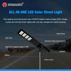 ALL in One LiFePO4 <b>Motion</b> <b>Sensor</b> 200W 300W 400W 600W 160LM/W IP65 3 Years Warranty Bright White <b>Solar</b> <b>Security</b> Street <b>Light</b> - Product Image 5