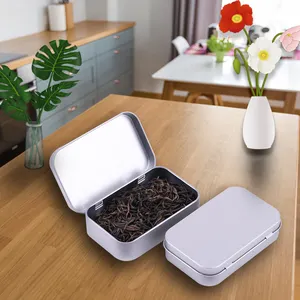 Rechteckiger Behälter Silber Mini Tragbare Metall box Tee Enthaarung wachs Klappdeckel Leere kleine Blechdose für Pillen