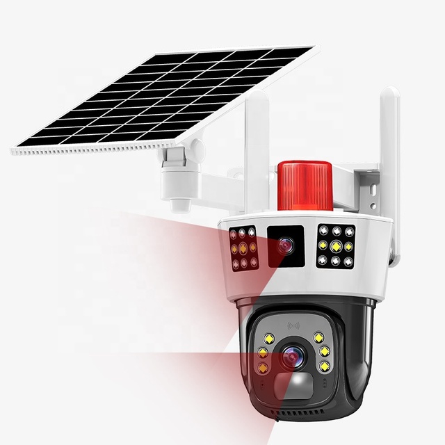 V380PRO Outdoor Auto Motion Tracking Network Camera 2-Lens 3-Screen Security 4G Sim Card Cloud 2-Year Warranty Memory Card