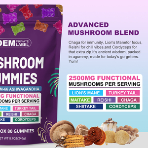 Oem Fabricage Met De Beste Service Voor Immuunondersteuning <span class=keywords><strong>Ashwagandha</strong></span> & Leeuwenmanen Gummies Supplement-Uitgebreide Paddenstoelgummy - Product Image 5