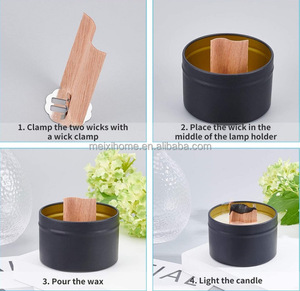 Mèches de bougie en <span class=keywords><strong>bois</strong></span> craquelé en forme de S de 30 mm avec support en métal, mèches en <span class=keywords><strong>bois</strong></span> naturel sans fumée pour la fabrication de bougies parfumées DIY - Product Image 5
