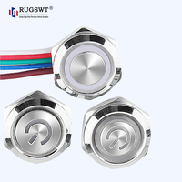 Interrupteur à bouton-poussoir de qualité industrielle SUS304 SUS316 avec connecteur filaire, lumière LED RVB multicolore personnalisée, IP67