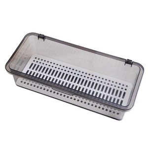 Rectangular Chopstick Holder With Flip Top Dustproof Transparent Drainer For Tableware Storage 27x12x7cm - Product Image 5