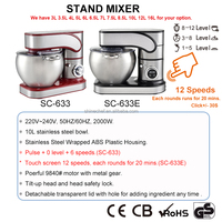 SOHEF Batteur Électrique Multifonctionnel Grande Capacité 10 Litres 2000W pour Pains et Pizzas, Mélangeur sur Socle en Acier Inoxydable pour Usage Domestique