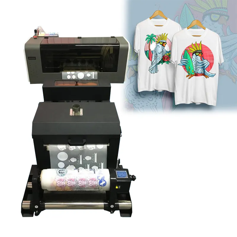 Dual Head A3 dtf máy in kỹ thuật số CuộN để cuộn chuyển Pet phim vải T-Shirts nhãn dtf Shaker và máy sấy máy in