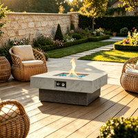 Table de foyer carrée de 34 pouces au gaz naturel, foyer extérieur moderne 2-en-1 avec hauteur réglable sur 3 positions pour fêtes, patio et jardin