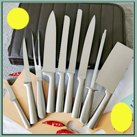Couteau de cuisine professionnel 9 pièces avec étui Ensemble de couteaux de cuisine de luxe en acier inoxydable ondulé