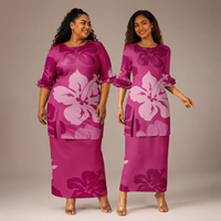 Nouvelle Arrivée 2026 – Ensemble Deux Pièces Puletasi Samoan Grande Taille – Robe Longue Double Volant à Imprimé Tribal Polynésien Personnalisable – Vente en Gros