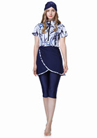 Groothandel Hoge Kwaliteit Dames Moslim Badkleding Crop Short Burkini Bescheiden Zwempak met Rits Vooraan 3-delig Islamitische Strandkleding