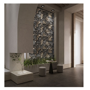 Hiện đại 3D vết sưng văn hóa bên ngoài không thấm nước gạch ốp tường rối loạn hình Trọng lượng nhẹ Gạch gốm trang trí nội thất bằng đá cẩm thạch PU slab - Product Image 3