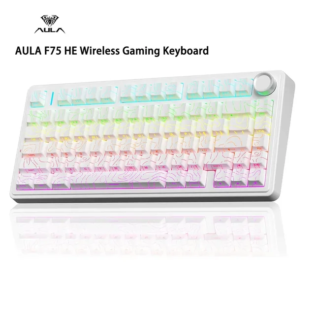 AULA F75 HE Magnetic Switch Mechanical Keyboard 75% Layout Hall Effect 8K Polling Rate Tri-mode RGB Hot Swap USB-C Plug&Play