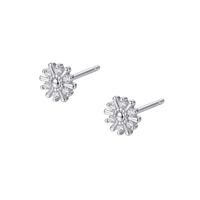 Waldstil Frische Kleine Blumen-Diamant Mini-Ohrringe S925 Sterling Silber Blumen-Zirkon-Perlen-Ohrstecker YB-XY-1116