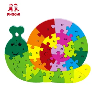 Bambini educativi 29 pz lumaca forma di animale giocattolo di legno 3D puzzle per bambini 3 +