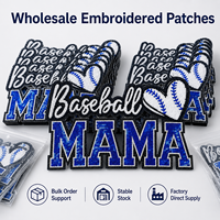 Prêt à expédier : Patchs Baseball Mama à paillettes, Grandes écussons dorsaux, Appliques thermocollantes pour maman sportive, En gros, En stock, pour veste