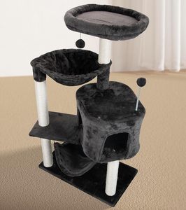 Grauer Kratz baum mit Katzen wohnung und großer Hängematte - Product Image 2