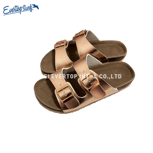 Sandales de plage plates pour femmes à double bride réglable avec boucle, <span class=keywords><strong>semelle</strong></span> en liège unie, style claquettes d'été - Product Image 6