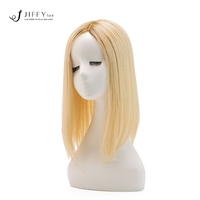 M06 Topper de cheveux humains pour femmes, base en soie, franges longues, blond cendré, vente directe usine