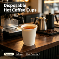 Gobelets en papier personnalisés jetables avec logo, durables, à paroi simple, pour boissons chaudes, pour restaurants, fêtes à domicile, approvisionnement en gros