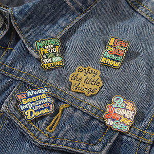 Farbige Emaille-Anstecknadeln mit Sprüchen, individuell gestaltbar, 'Du wirst es nie versuchen, du wirst es nie wissen', Broschen, Taschenabzeichen, Cartoon-Metallschmuck, Neujahrsgeschenk für Kinder - Product Image 3