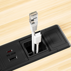 โมดูลไฟฟ้าแบบฝังคู่ช่องเสียบ EU-6ช่อง AC และพอร์ต USB ที่เสียบบนโต๊ะทำจากอะลูมิเนียมอัลลอย - Product Image 6