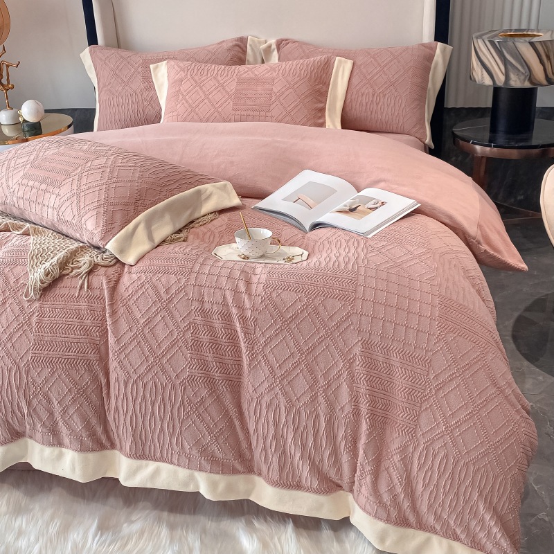 Оптовая продажа, высококачественное флисовое постельное белье молочного цвета, роскошный комплект постельного белья, однотонный Комплект постельного белья