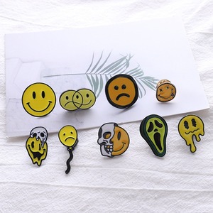 Lindo broche de cara sonriente Pin Set de regalo Opciones multicolores Diseño de aleación de zinc redondo Artículos promocionales - Product Image 2