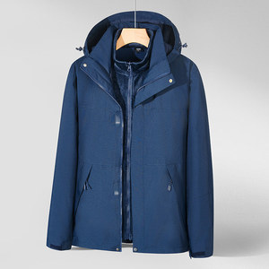 Windbreaker <b>Jacket</b> With Inner Liner Color Block Hooded Winter Workwear Spruce Green - Product Image 3