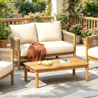 Ensemble de meubles de jardin en teck, canapé extérieur imperméable, protection solaire, anti-corrosion, anti-rouille, table à thé, combinaison de meubles de jardin