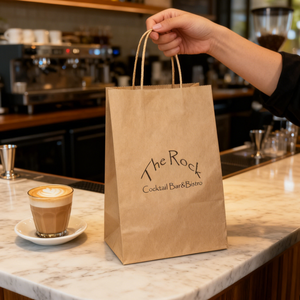 Sacs à emporter réutilisables en papier kraft brun écologique recyclable imperméable avec laminage mat biodégradable pour le café - Product Image 4