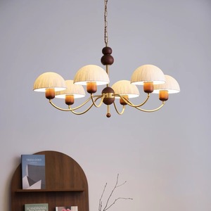 Japanese Wabi Sabi Style Zen Inspired Chandelier With Xuan Paper Shades Solid Wood And Copper Frame For Living Room Bedroom - Product Image 2