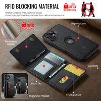 Pour iPhone 16 16e 15 14 13 12 11 Pro Max Cover DG. MING M5 magnétique détachable RFID antivol fermeture éclair portefeuille étui de téléphone en cuir