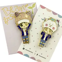 Metal Crafts Wholesale Price Custom Metal Crafts Cute Anime Metal Hard Enamel Kpop Korean Brooch Lapel Pin Backing Card