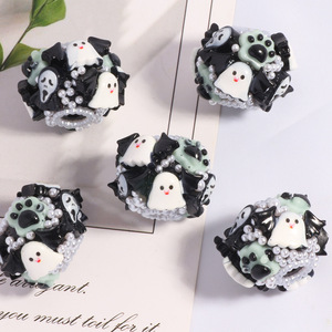 Nouveauté 2025 : Perles fantaisie Halloween en résine (fantôme, croix, crâne, fleur, perle) pour la création de bijoux et stylos DIY - Product Image 6