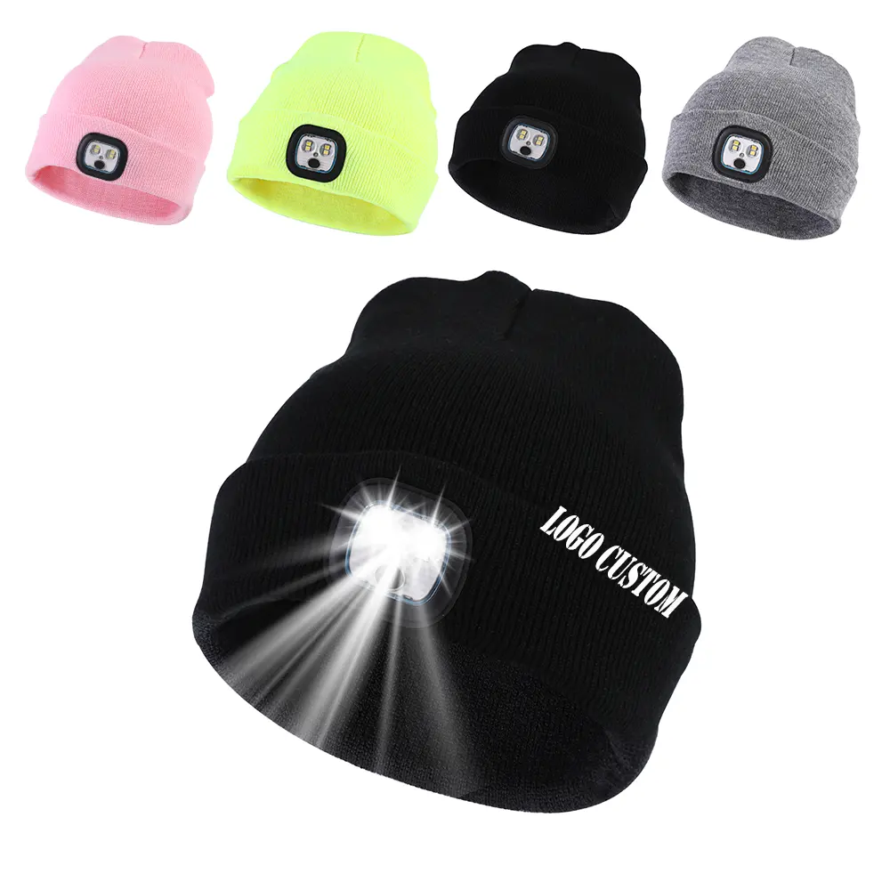 Gorro Led recargable con ligereza ajustable, etiqueta tejida personalizada, sombrero ligero Led para pesca al aire libre, ciclismo, senderismo