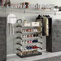 Étagère à chaussures en acier pliable à cinq niveaux de haute qualité, type debout, en métal, pour l'organisation des chaussures à domicile