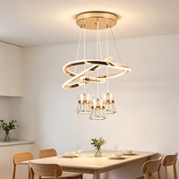 Lustre moderne luxueux en acrylique, design créatif en forme d'anneau, type suspendu, lampe de table pour salon et salle à manger, design simple, élégant et unique