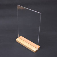 Support de carte en acrylique sur base en bois format A4, porte-menu, tailles personnalisées, présentoir de restaurant POP 2mm a quatre