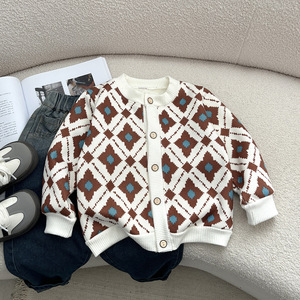 Outono Inverno das crianças Novo Espessamento Versátil Em Torno Do Pescoço Cardigan Jacket Atacado - Product Image 2