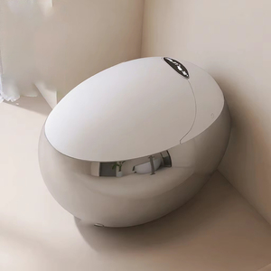 WC intelligent de luxe au design moderne, plaqué or, de haute qualité, en céramique, de forme ovale, à siphon, avec télécommande - Product Image 1