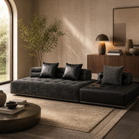 Canapé modulaire carré extensible convertible moderne italien minimaliste, canapé-lit rembourré avec base en métal pour salon