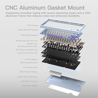 Keyboard Mekanik Nirkabel WOBKEY Rainy75 Baru dengan Casing Aluminium CNC, Gasket Mount, Tri-Mode, RGB, Hot Swap, QMK VIA untuk Gaming PC