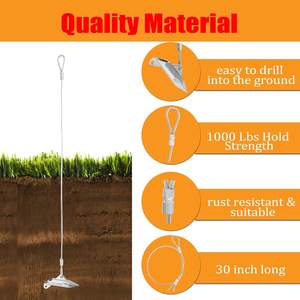 Bodenanker mit 76 cm Langem 3,2 mm Kabel Einfaches Hakenanker-Set Ankerkabel zur Befestigung von Zelten, Bäumen, Schuppen und Gewächshäusern - Product Image 3