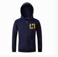 Sweat-shirt à capuche zippé pour homme bleu marine avec logo personnalisé, sweat-shirt en molleton avec poches, veste décontractée streetwear OEM ODM