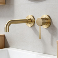 Robinet de lavabo mural encastré en laiton noir chromé à poignée unique, design moderne, pour salle de bain, mitigeur pré-encastré séparé