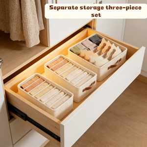 3 Piece Non Woven <b>Drawer</b> Organizer Foldable Clothing <b>Storage</b> <b>Box</b> Bra Sock Tie Divider Set - Product Image 2