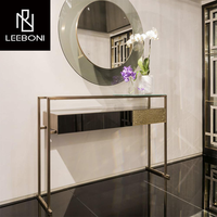 Nouveau design Table d'entrée de luxe moderne en acier inoxydable Tiroirs de rangement en verre avec dessus Table console