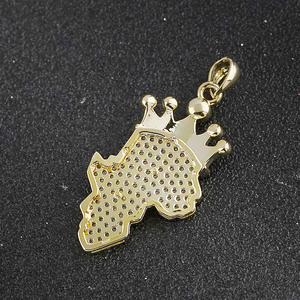 Collares con colgantes de diseño de mapa con corona, joyería de moda de latón brillante con incrustaciones, rellenos de oro y chapados en oro - Product Image 5