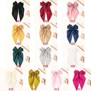 Jepit rambut pita anak perempuan warna polos kain jepit rambut besar pita aksesori rambut pita elegan sederhana modis - Product Image 5